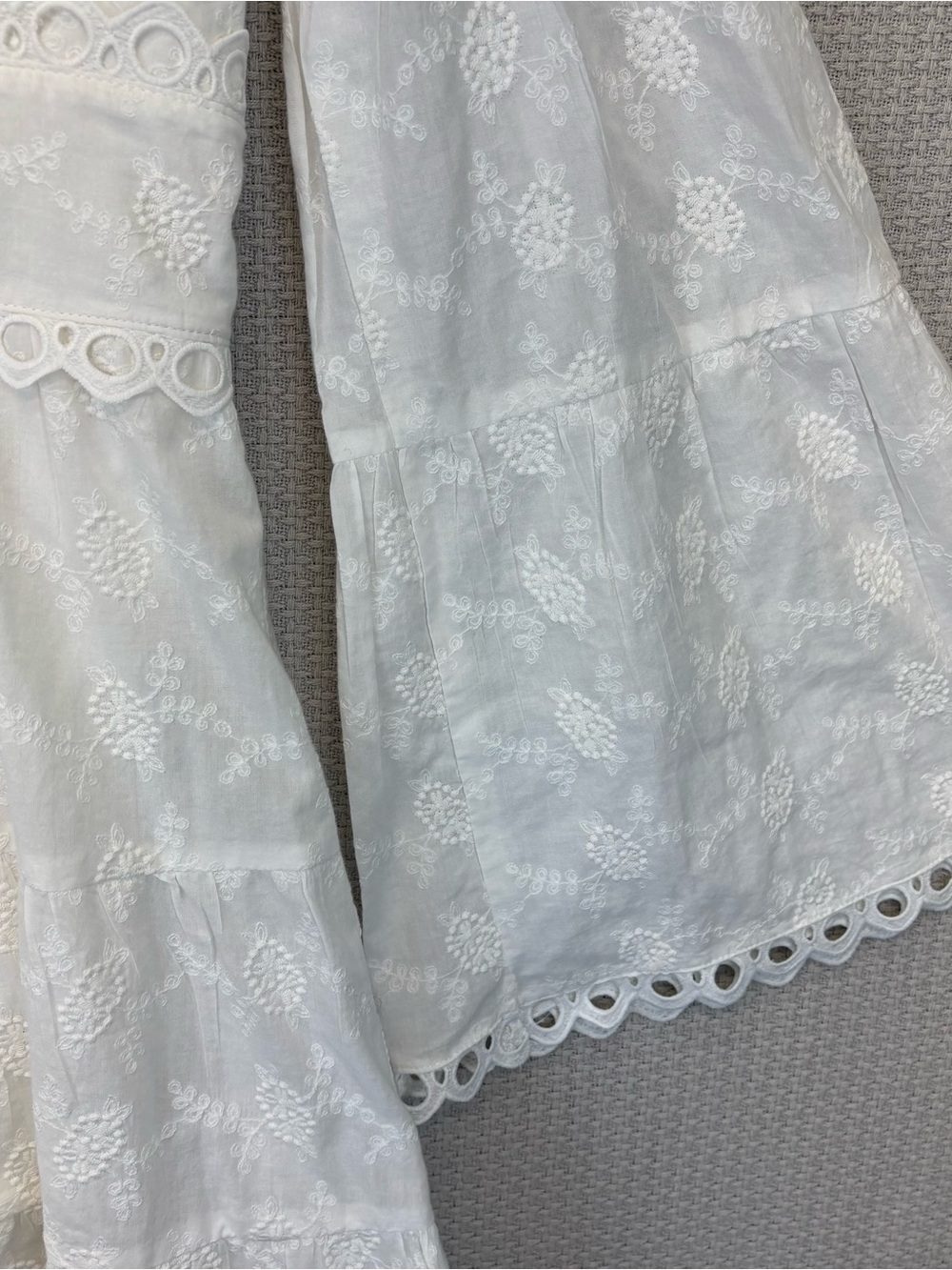Lost + Wander Everlasting Love Bell Sleeve Cotton Eyelet White Dress Small Boho - Picture 5 of 11